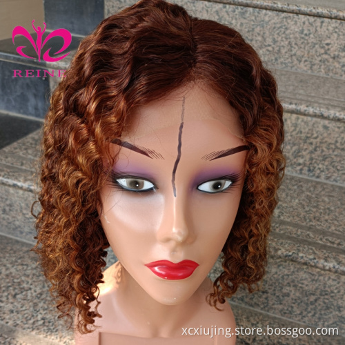 Good Short Full Lace Bob Human Hair Wigs 4*4 Closure Highlight Colored Curly Bob Wigs  For Black Women Hot sale products